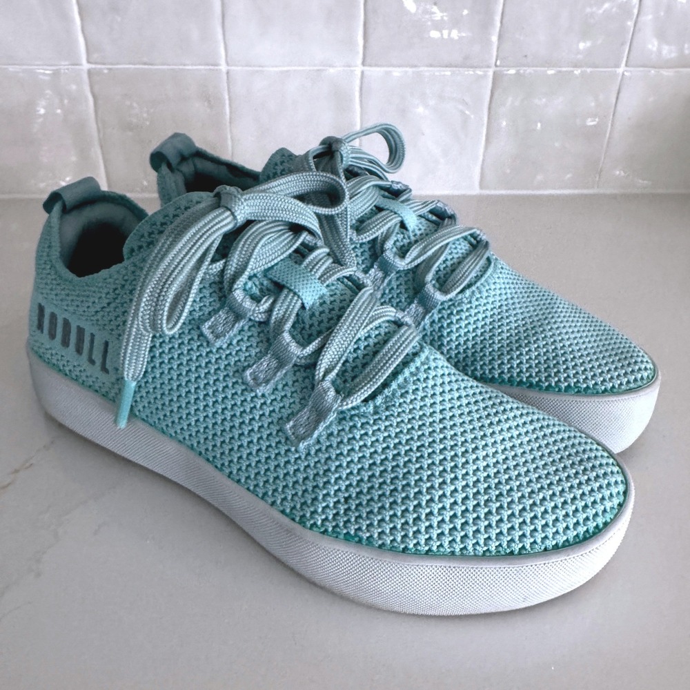 Nobull Rec Trainers Women 9.5 Aqua Blue Seafoam Athletic Unisex Knit Sneaker